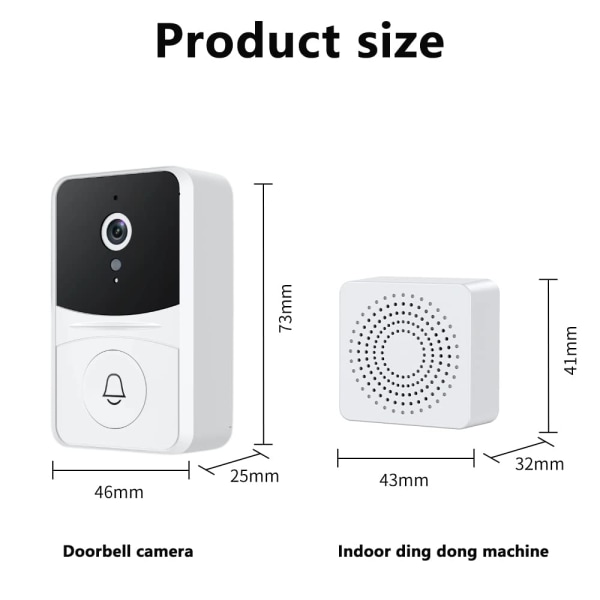 Line Vision Dörrklocka Kamera, Nattvision Hem Smart Säkerhets Dörrklocka Kamera för Hem, Lägenhet, Kontor, Endast 2,4Ghz WiFi.