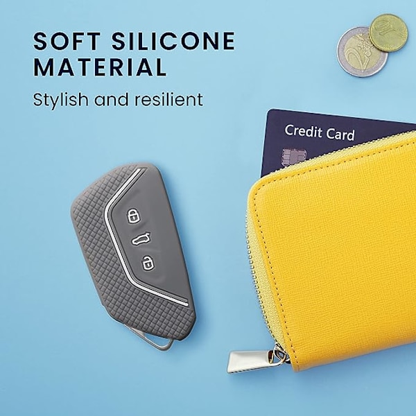 Silikone nøglecover til VW Golf 8 - Grå/Hvid