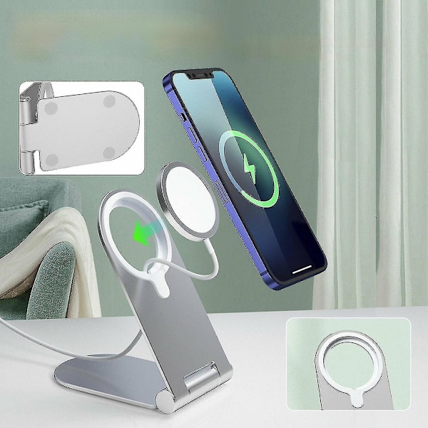 Mobiilipuhelimen latausteline, työpöydän magneettinen imuteline, taittuva teline, magsafe-teline, langaton lataus