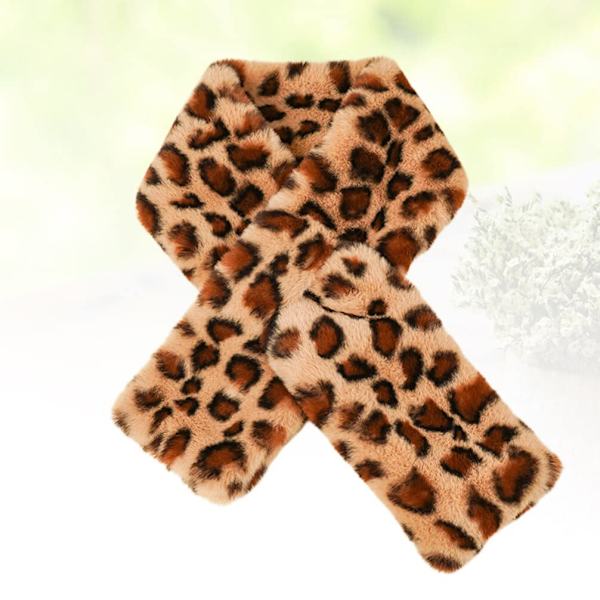 Kunstig pels krage skjerf, trekksnorf, hullskjerf, leopardmønstret skjerf, bolero, mykt, varmt, behagelig og tykt
