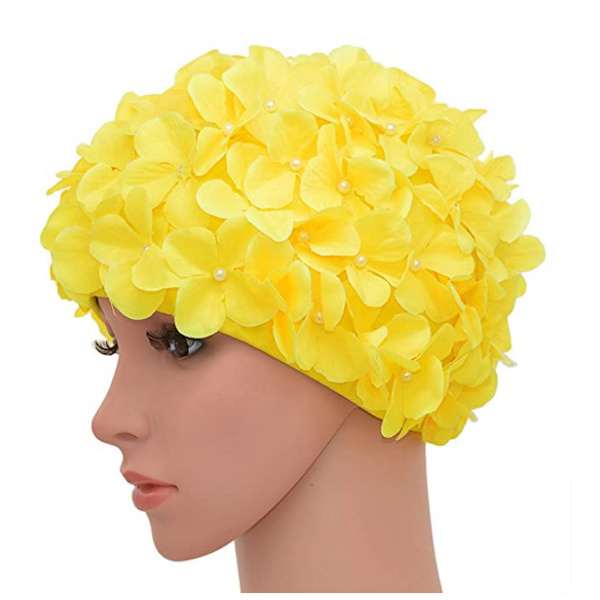 Vintage badedragt til kvinder, blomsterprint, retro-stil, gul