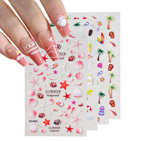 Marin stil nagelklistermärken flickor nail art DIY dekoration 4 delar