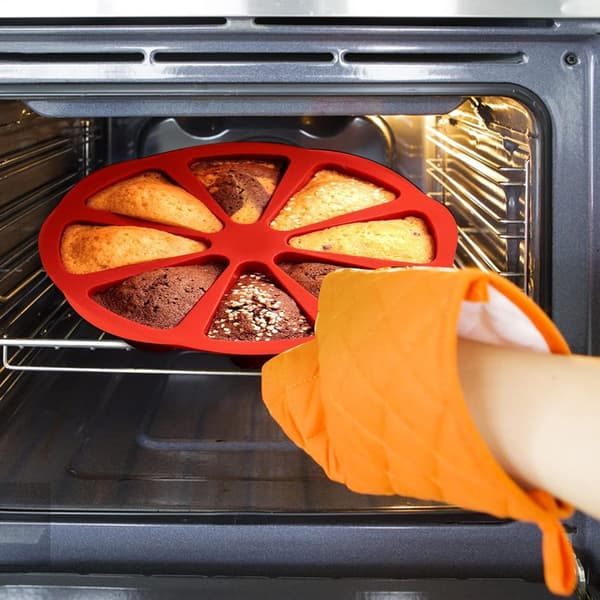 Trekantet pizzaskive kakeform 8 hulrom silikonform Non-stick silikon kakeform kakeform rød Mo muffinsform
