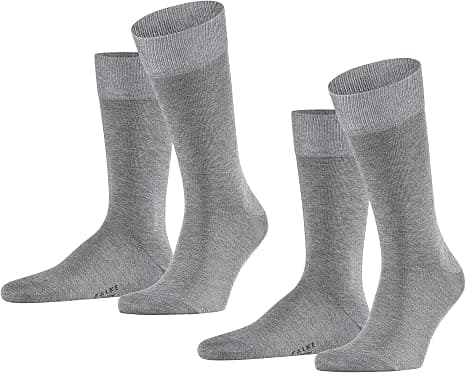 2-pack (grå) tunna förstärkta bomullssockor utan mönster för vinter eller sommar 2 par pack