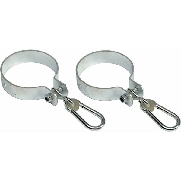 Set med 2 gungkrokar med karbinhake för runda balkar Ø 5 cm