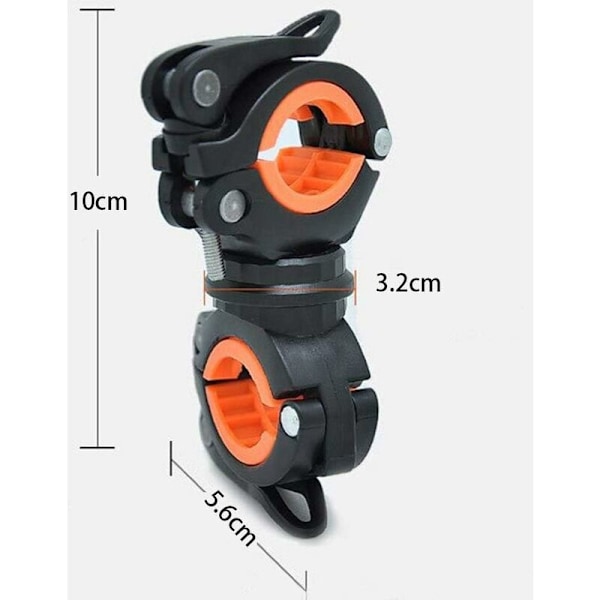 2 stk. cykeltang orange og hvid lommelygte, 360° roterende cykelbelysning, lommelygte til cykel, universal clip lommelygte cykel fastgørelsesbeslag