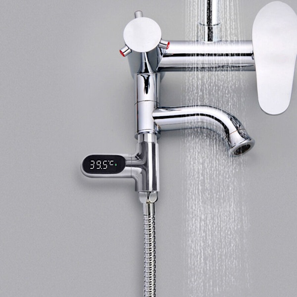 LED brusebadstermometer, Phe digitalt termometer 0-100 ° C, med 360 ° roterende termometer, LED vandmåler, brusevandstermometer til ældre barn