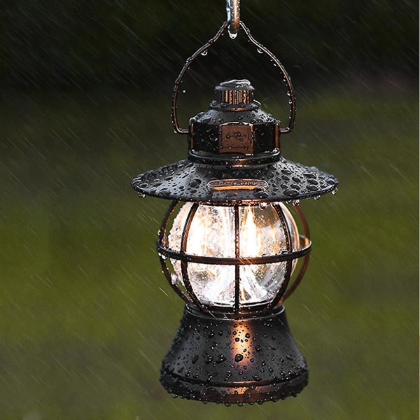 Campinglys - Sort multifunktionel retro camping USB genopladelig LED telt udendørs hestelys bærbare lys stemningsbelysning campinglys
