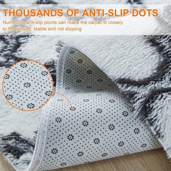 Dekorasjonsteppe, lange shaggy tepper sklisikkert teppe for stue soverom sofa gulvteppe, supermykt, (hvit lykt, 60 120cm)