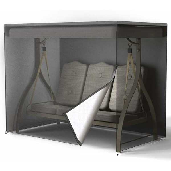 Vandtæt 3-personers havesvingsbetræk, støvtæt svingbetræk, beskyttende presenning i 210D Oxford 125 x 170 x 220 cm sort (1 stk)