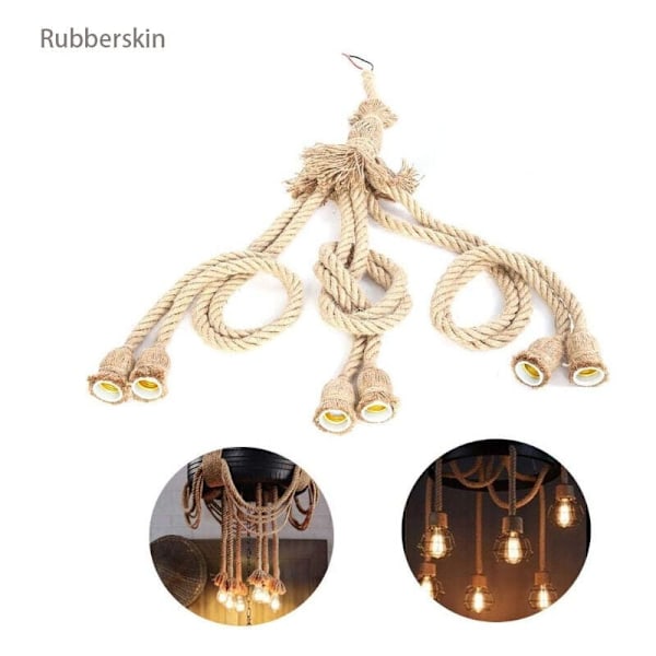 Hamprep Glödlampfäste, E27 Sockel 1m Hamprep Elektrisk Kabel DIY Pendellampa Dekorativ med 6 Fästen för Retro Edison Glödlampa