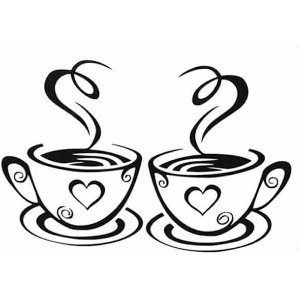 Kaffe Kop Kunst Vægklistermærker til Hjem Indretning Aftagelige Vægklistermærker Vinyl DIY Kaffe Kop Design Klistermærker Væg Hjem Klistermærker (C1)