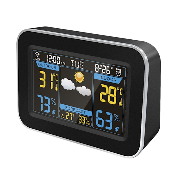 Wifi Meteorologisk Station Trådløs Meteorologisk Station Termometer Hygrometer Vejrudsigt LCD Ur Farveskærm Applikationsstyring