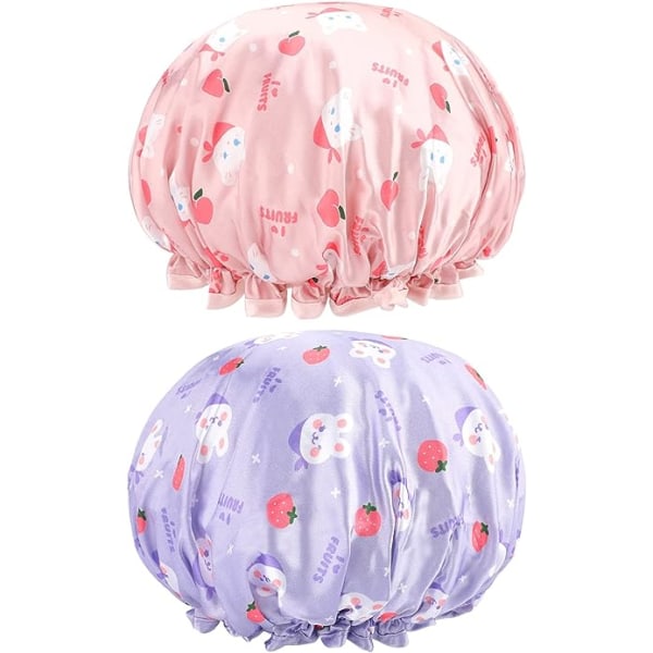 2-pack duschmössor (rosa + lila), duschmössor för barn Vattentät S