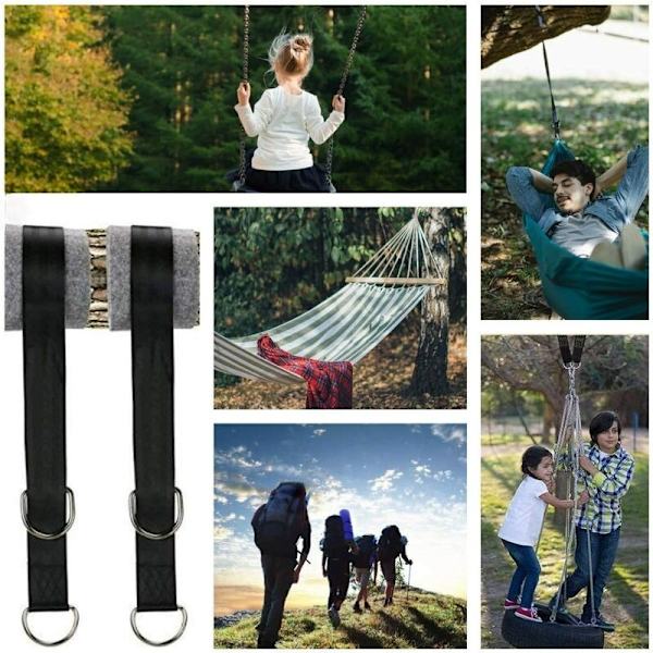 Hengekøye stropper, hengekøye feste med trehuske Tunge hengekøye stropper med D-ring og hengekøye stropper Maks 550KG for camping, hengekøye