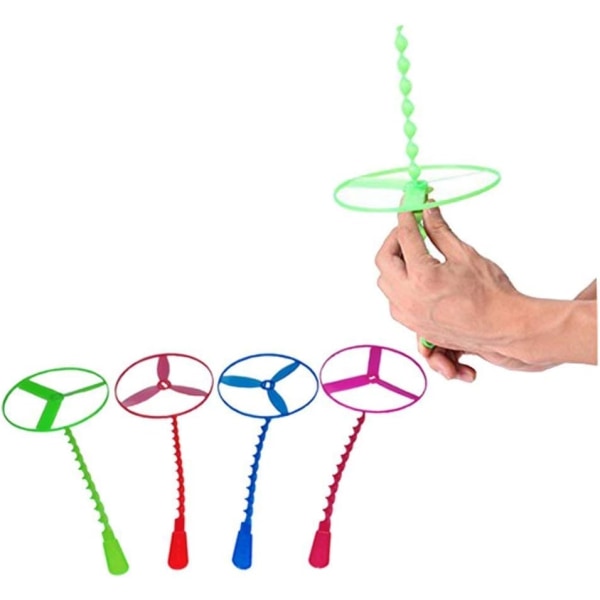Random Color (4 kpl)-Twisty Pull String lentävät lautaset, jotka pyörivät F