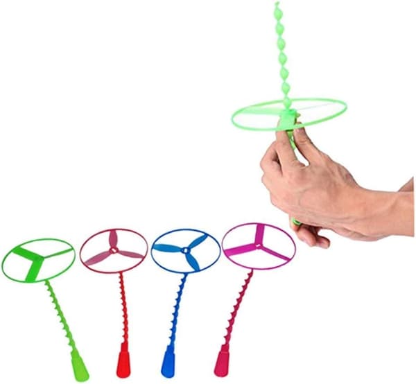 Tilfældig farve (4 stk) - Twisty Pull String Flyvende tallerkener Spindende flyvende disk legetøj helikoptere pædagogiske legetøj til børn - Tilfældig stil