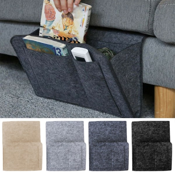 Felt bag Felt storage bag Felt bedside hanging bag Sofa bedside sundries storage bag(black version)