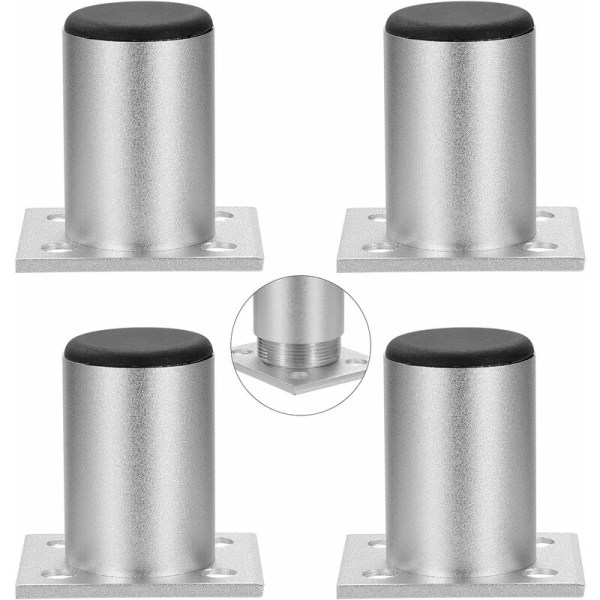 Justerbare møbelben, skabsfødder i aluminiumlegering til sofa, hylder, belastning 1 stk op til 50 kg, 60 mm, 4 stk