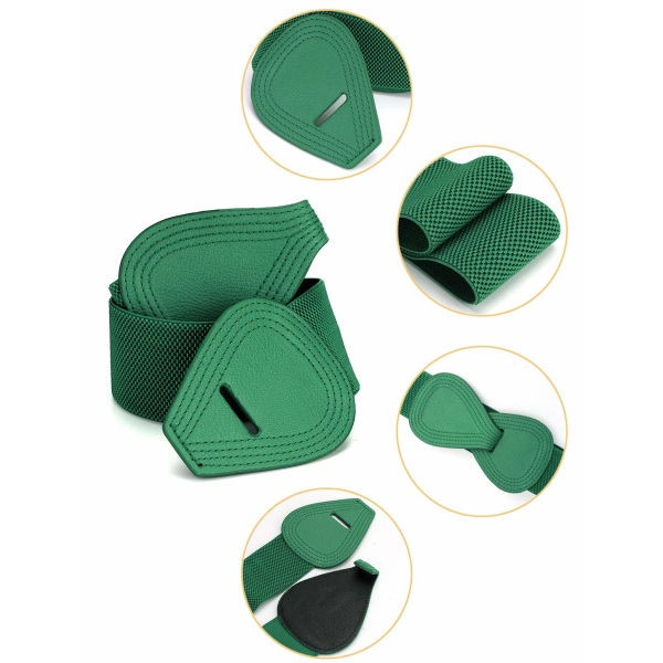 Interlock Spänne 8-formad Faux Läder Elastiskt Bälte Cinch Midja Band för Dam
