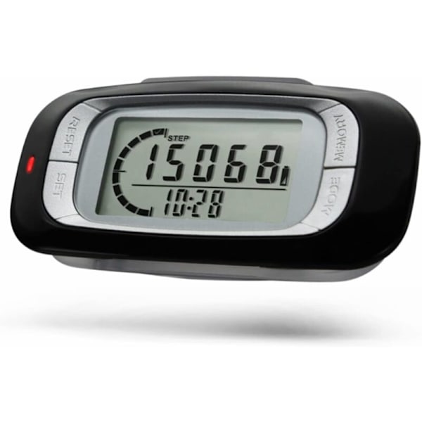 3D Skridttæller med Klips og Snor - Simpel Digital Pedometer til Gåture - 7 Dage - Kalorietæller
