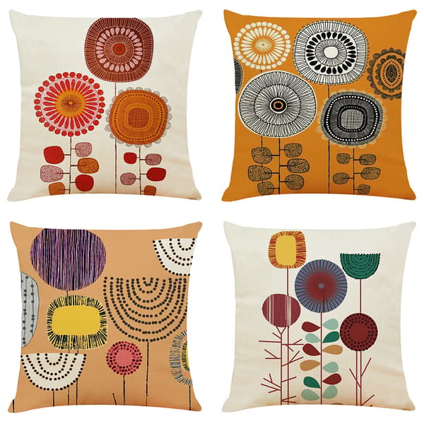 4 st mjuka bomullslinnekuddfodral för heminredning, 45x45 cm