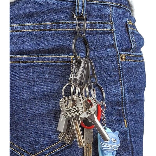 Mini karabinhage, nøgle karabinhage til campingplads, Mousqueton clip (10 stk. sort)