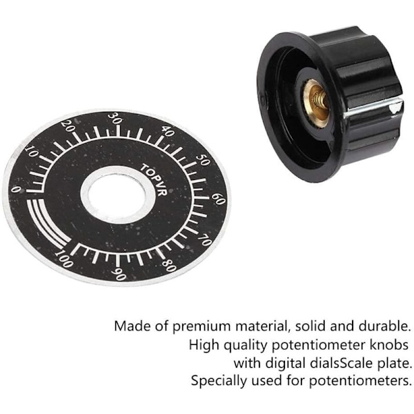 5 stk. Potentiometerknap 6mm / 27mm potentiometerknapper drejelig lydstyrkekontrolhætte med MF-A03 digital urskive