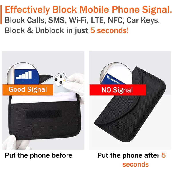 Signal Blocking Bag, [2 Pack] GPS RFID Faraday Bag Shield Cage Holster Wallet Protective Case for Mobile Phone Privacy Protection and for Car Key, A