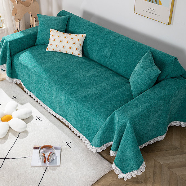 Holdbar grøn sofaovertræk til 3-personers sofa, blødt og elegant sofaovertræk tæppe til lænestol, vaskbart kæledyrs sofa beskytter til stue boho sofa