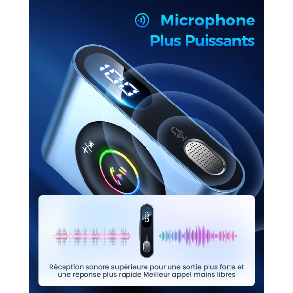 2023 Jack 3.5 Bluetooth-adapter, Bluetooth-mottaker for bil med håndfri samtale LED-skjerm Aux Bluetooth 5.3 Bil Jack for hjemmstereo/høyttaler/kablede hodetelefoner