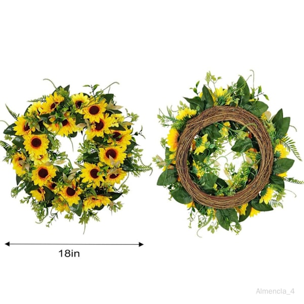 45 cm konstgjord krans med konstgjorda blommor för entré