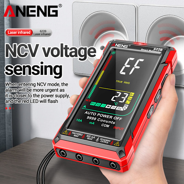 Digital multimeter Smart Touch Automatisk Beach 9999 Uppladdningsbar Anti-Slug Laddar konton OHM AMP Voltmeter med DC/AC KONDENSATOR KONDENSATOR RESISTANS