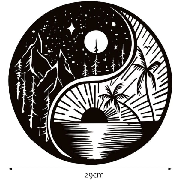 Metall Yin Yang Veggdekor Sol og Måne Veggdekor for Yog