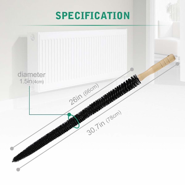 Radiator rengøringsbørste 72cm radiatorbørste fleksibel langt træhåndtag radiator støvbørste radiator tørretumbler multifunktionel rengøringsbørste
