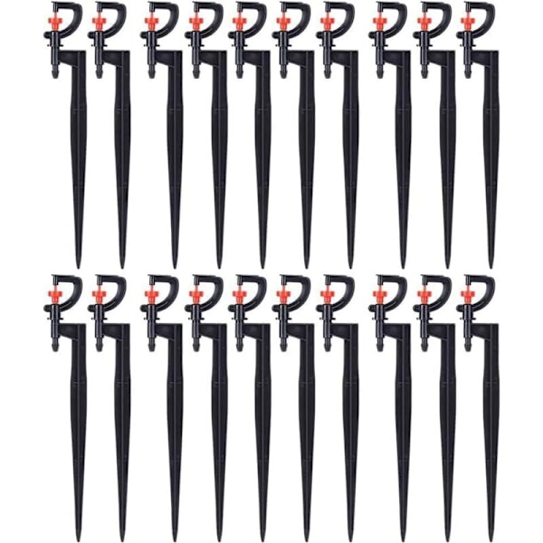 Vandingsspreder, 20 dele, mikro-vanding ved 180 grader af type G, til vanding af have drivhus med vandingsslange 4/7 (20cm)
