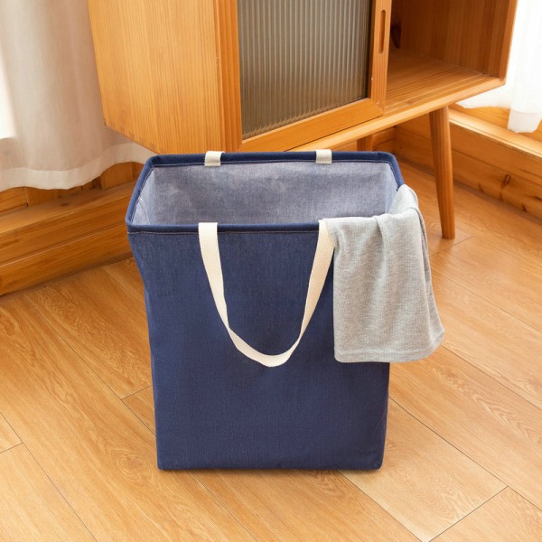 Basics Cube Tall Fabric Storage Basket, Navy