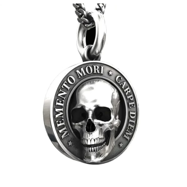 Goohopsun Memento Mori -kaulakoru Carpe Diem -riipus 3D-kallokaulakoru miehille, syntymäpäivän erikoismuistokaulakoru