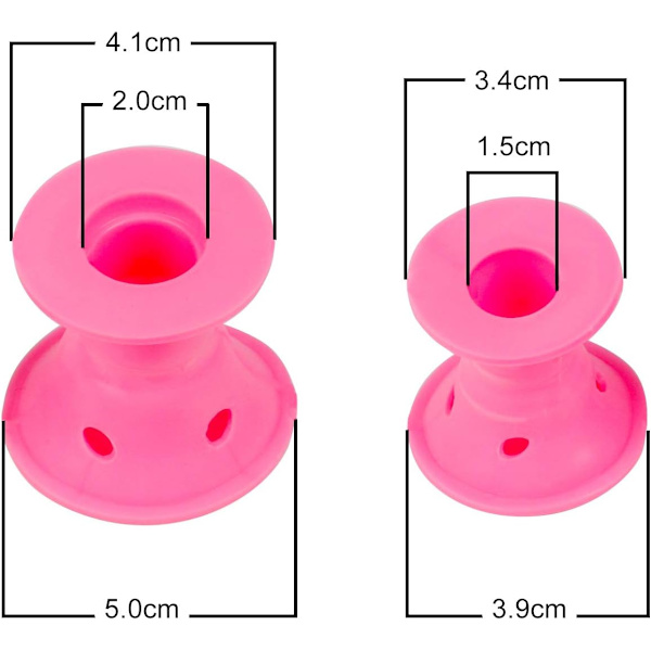 20x silikone curler (10 store og 10 små) velegnet til hende - curler kan nemt forme og sove - ingen grund til at opvarme skønhedshjælp - pink