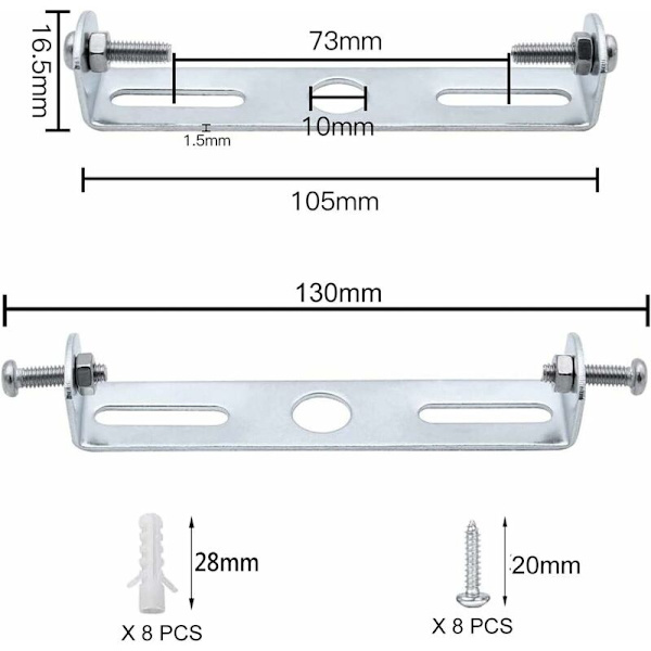 4 stk takfestebrakett 105mm anhengslystilbehør taklysekroner taklampe bunnplate taklampeplater plateholdere og A