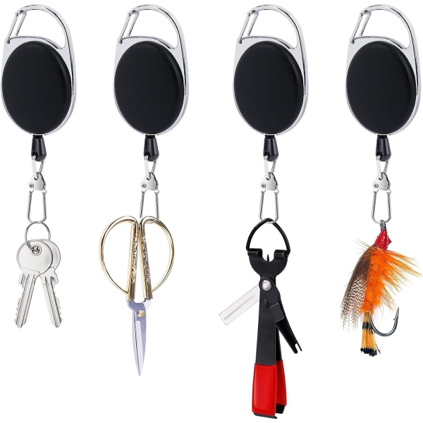 Flugfiske Knåpverktyg med Zinger Retractor Combo, 4 i 1 Fiske Knåpverktyg Snabbknytning Multifunktionell Linjetrimmer Clipper Nipper Tackle(2pcs)