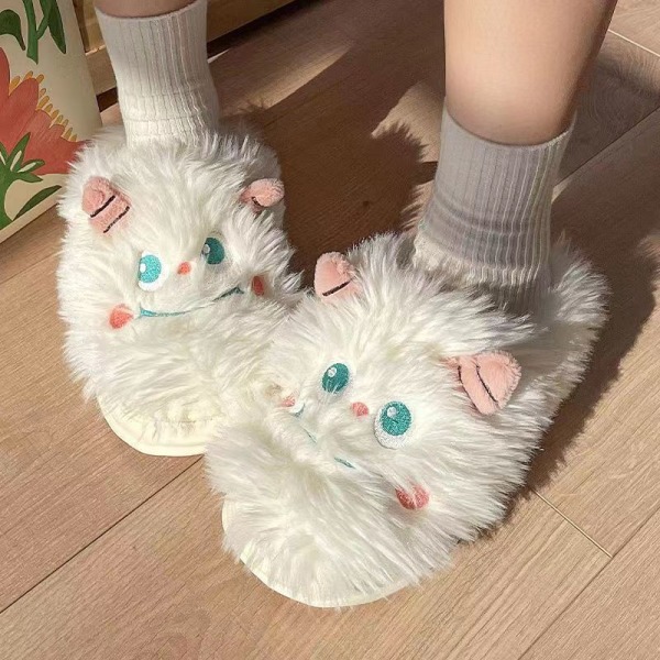 Kvinder Plys Tøfler Sød Lille Djævel Kawaii Elf Fluffy Hjemmesko 24.5cm