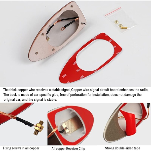 Pakke med 2 Shark antenne Universal bil i form Shark aleron antenne - Bilantenne med FM/AM radiosignal med vanntett selvklebende base for SUV lastebil