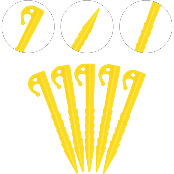20 st plasttältpinnar, 14,5 cm sardiner tunga plasttältpinnar för camping, tältmarkfästpinnar krok, spiralformade tältpinnar för tältcamping A