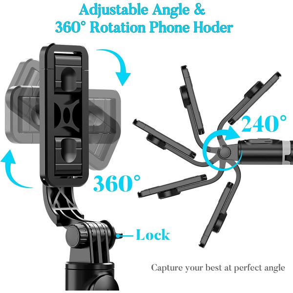 Sort - 1 stk. Selfie Lightening Tripod Bluetooth Selfie Stick Lang Mini Tripod Desktop Telefonstativ