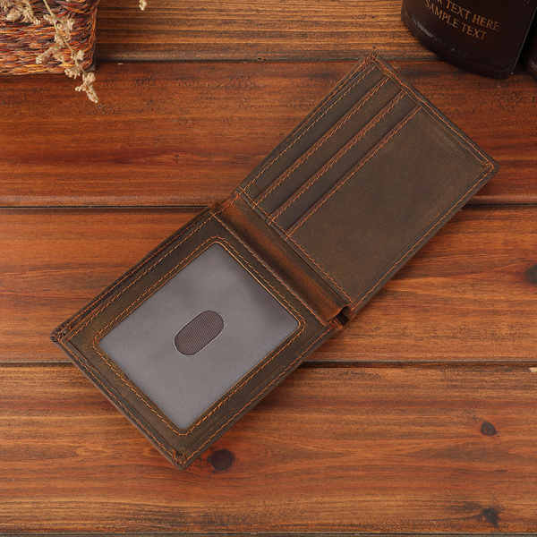 Herre lommebok horisontal kort bag lommebok første lag okseskinn herre veske (1 stk)