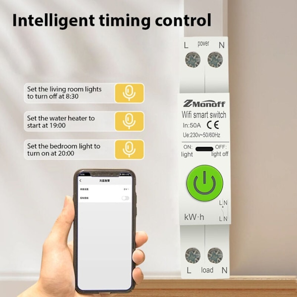 Intelligent afbryder TUYA APP Kompatibel WiFi Kompatibel Statistik Elektriker Lav switch med beskyttelse mod lækager beskyttelse mod over