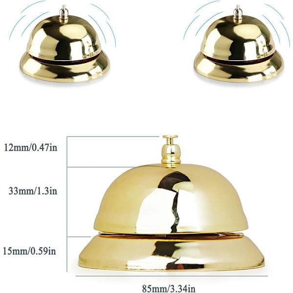Metallipöytäkello Pöytäkello Pyöreä Palvelukello Tiskikello Soittokello, 8,5 cm Halkaisija, Metallipalvelukello Keittiöön, Ravintolaan, Baariin, 1 Kpl Sarja（Kultainen