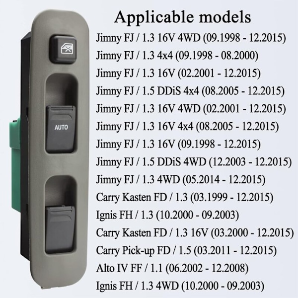 Suzuki Jimny Fönsterhissknapp, Fönsterbrytare för Ignis Carry Alto 3799081A20