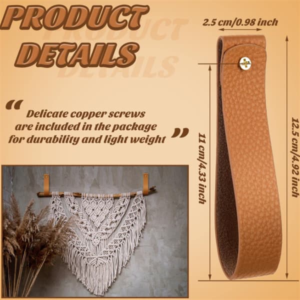 8 stk. Brun 2,5*11cm Læder Møbelgreb - Møbelgreb, Dørgreb til Køkken, Badeværelse, Skabe, Kommode, Træ